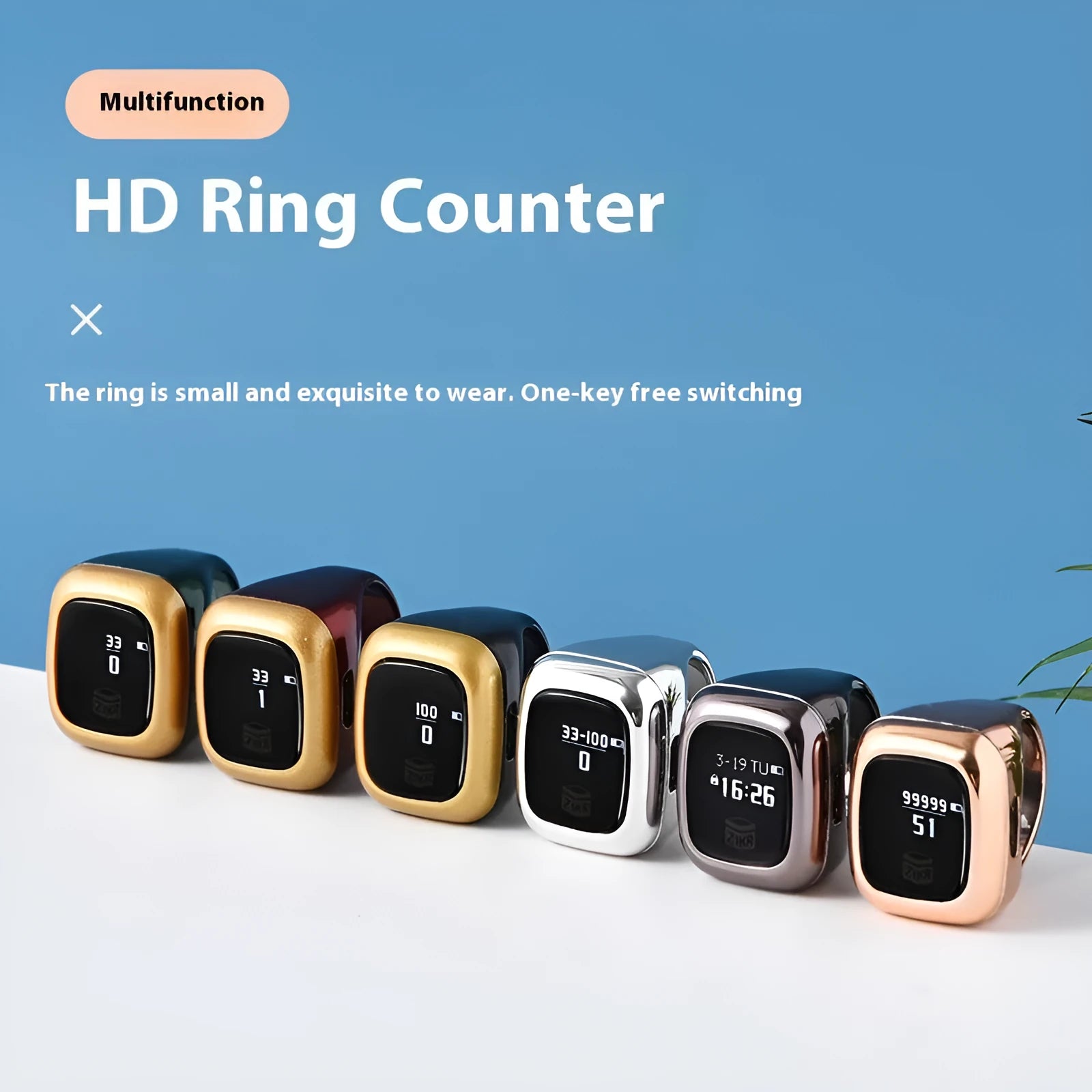 Al-fatiha electronic counter with digital display in rose gold finish showing prayer count