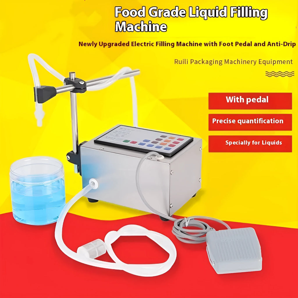 CNC automatic quantitative filling machine GFK-280 model on a worktop with power adapters
