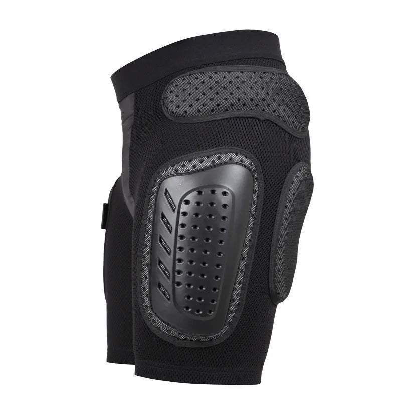 Black cycling hip protection pants with multifunctional hip pad for bicycle riding safety