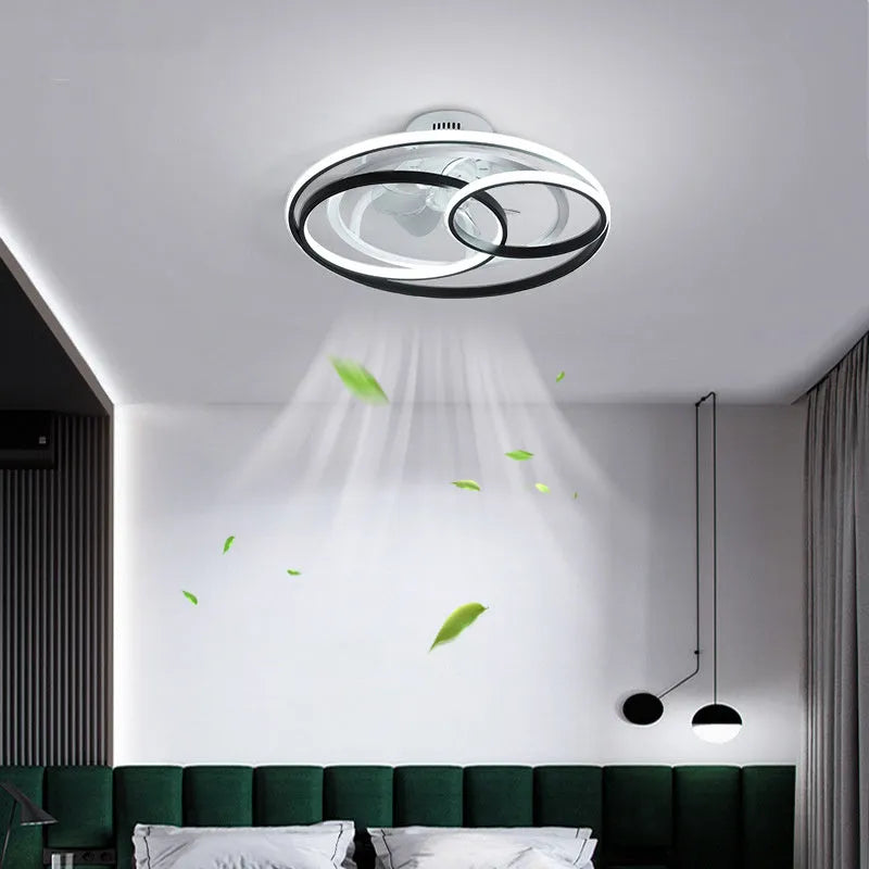 Nordic style 48cm ceiling fan light with metal blades and acrylic lampshade
