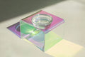 Acrylic pet dazzling bowl feeder with glass bowl, anti-slip base, for cats and small dogs