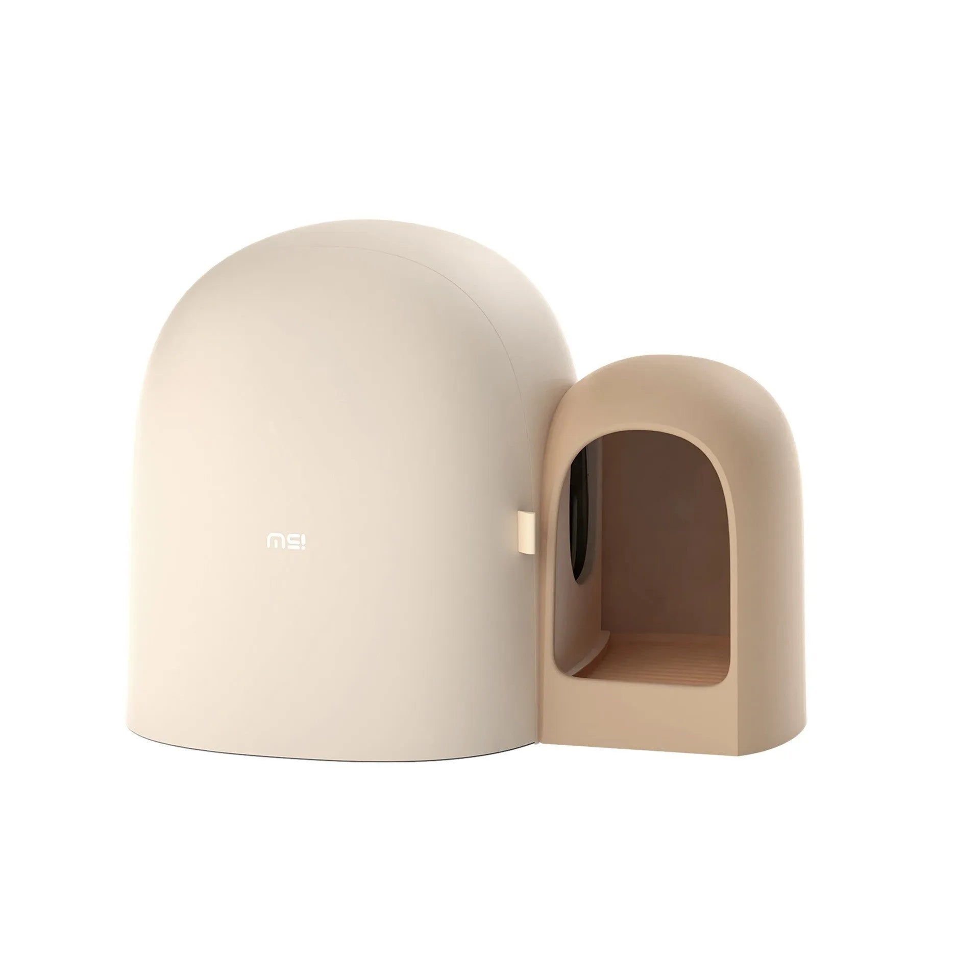 Oversized fully enclosed cat litter box with tunnel entrance in Aurora White colour