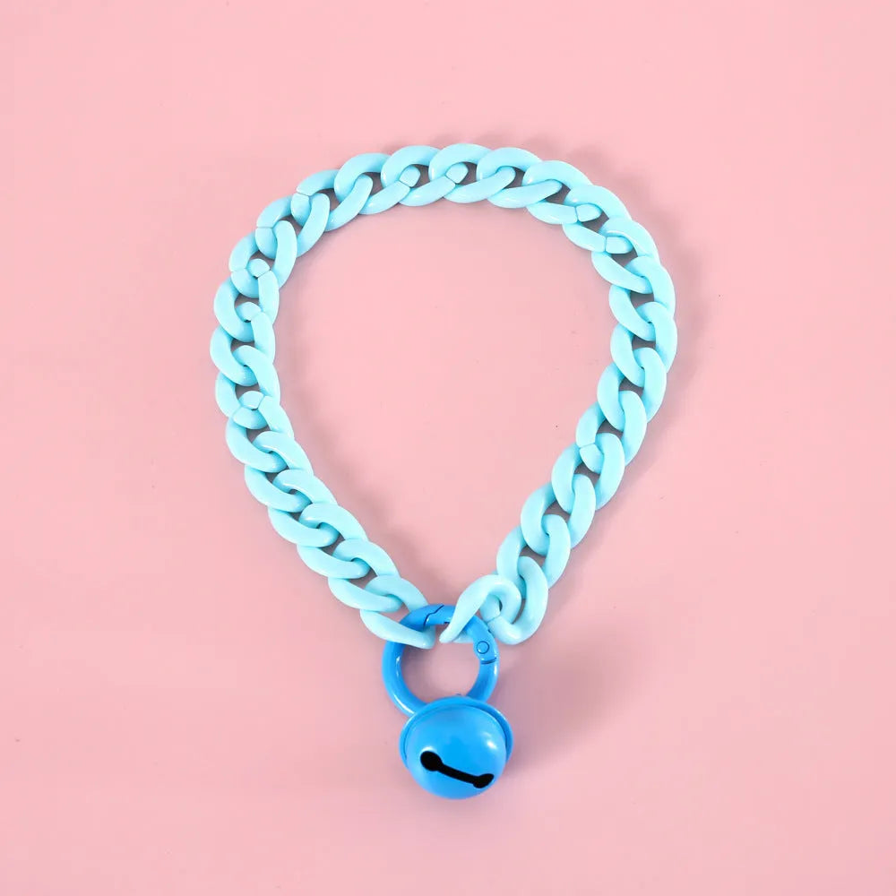 Plastic chain pet collar in macaron candy colours for cats dogs rabbits with adjustable sizing