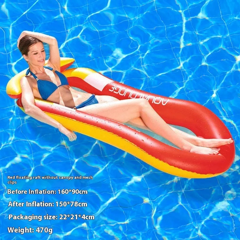 Thick PVC inflatable floating row with colourful sequins and mesh design on blue water