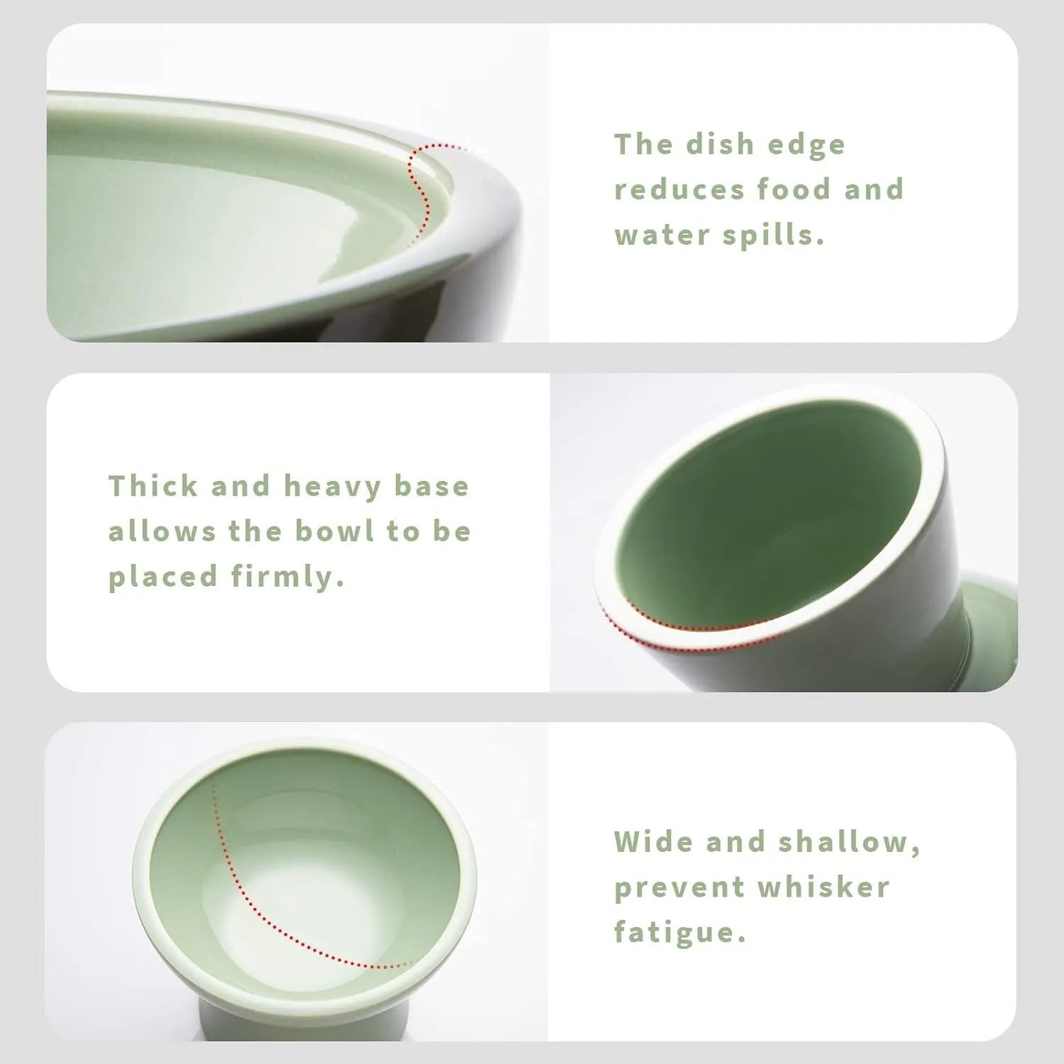 Extra-wide ceramic elevated cat bowl in blue colour showing shallow design