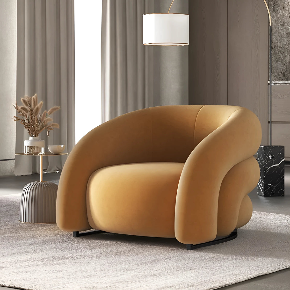 Nordic lazy sofa with solid wood material, removable washable cover, and custom colour options in cashmere, flocking, or imitation leather.