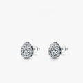 Women's silver drop ear studs with diamond cut treatment in water drop shape