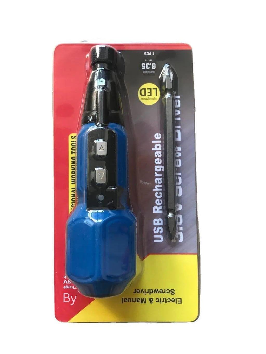 Alloy steel straight handle cordless electric screwdriver with lithium battery in blue colour