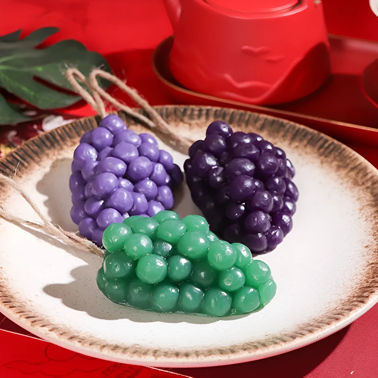 Grape cluster handmade soap bar in purple and green colour options