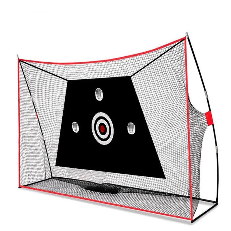 Golf wedge training set with 3-hole target net, straw practice mat and practice balls