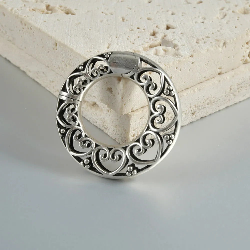 Retro geometric magnetic earrings in heart or lotus shapes with antique silver or gold finish