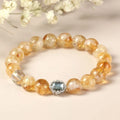 Geometric citrine crystal bracelet with 10mm beads and grinding process finish