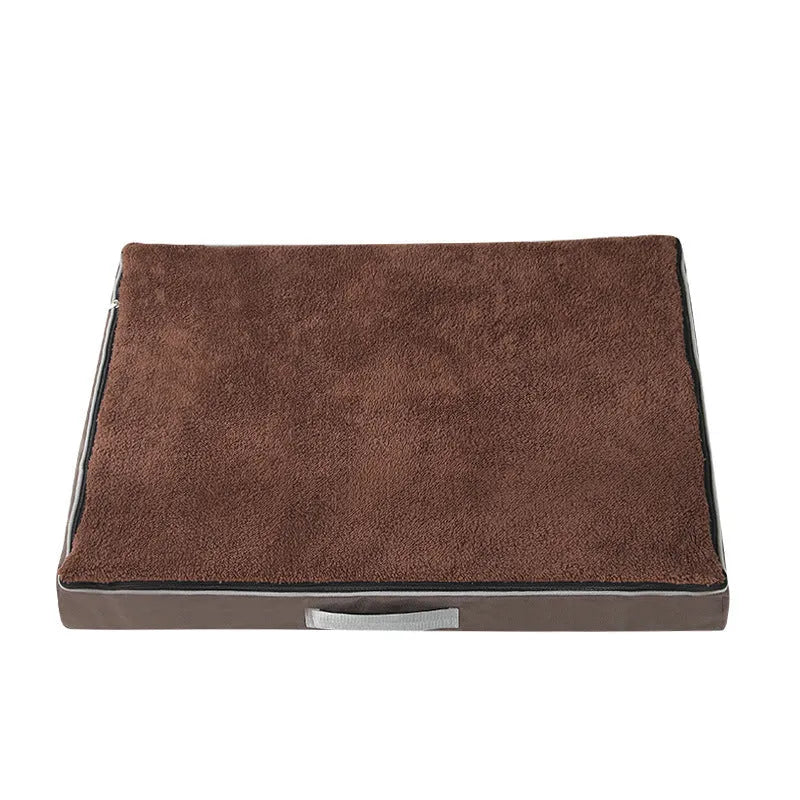 Removable cover memory sponge dog mat in brown colour showing size options