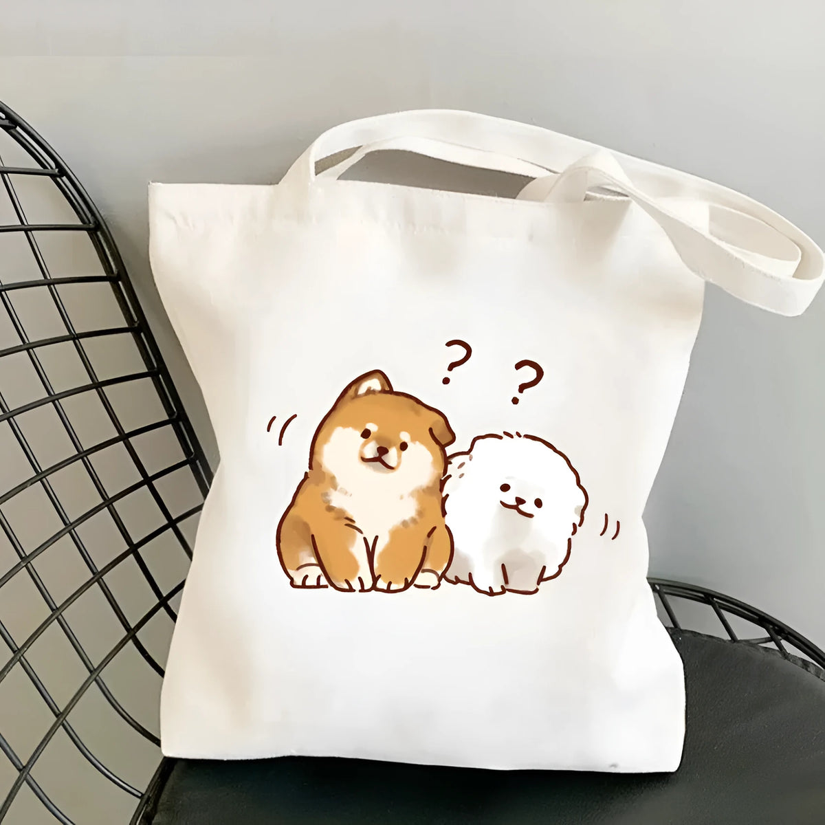 One-shoulder animal pattern canvas women's tote bag with single strap, no inner bag and no zipper, available in nine colours