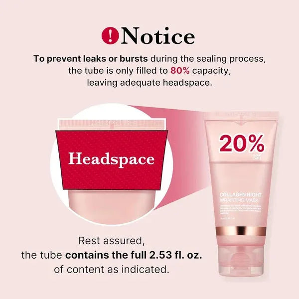 Collagen night mask 75ml bottle with application brush for firming elasticity skincare