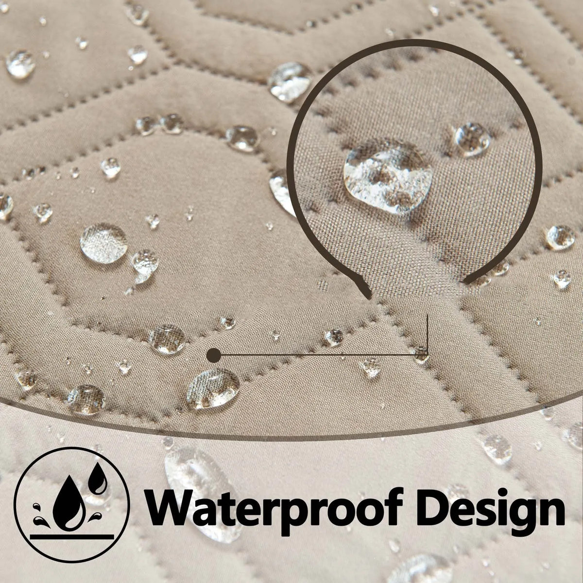 Dark grey and light grey double-sided waterproof dog cushion on a sofa