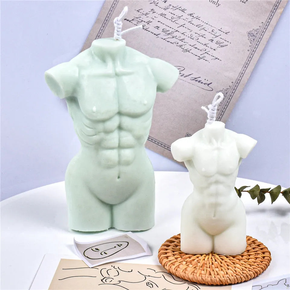 Geometric silicone mould for body candles with small 10cm and large 14cm sections