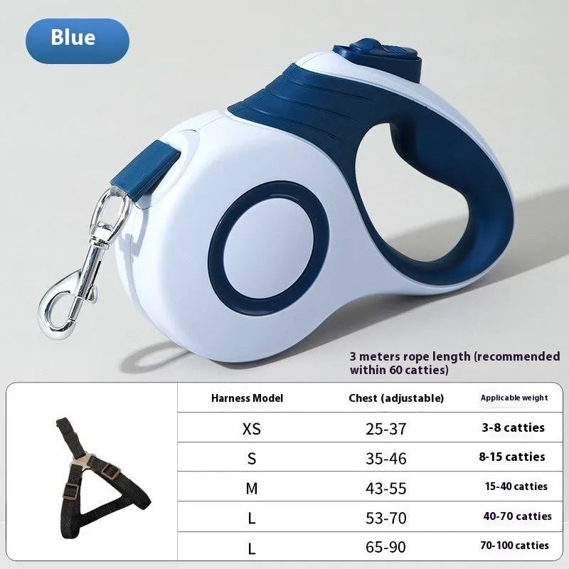 Retractable dog lead 3m 5m in blue wine red brown with PP TPR housing and optional trash can
