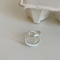 Geometric interlaced matte metal open ring for women in gold or silver electroplated finish