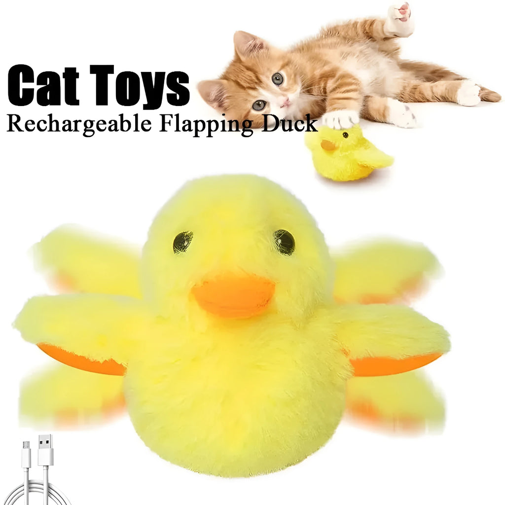 Yellow interactive plush cat toy shaped like a chick with vibration sensor