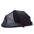 Foldable cloth cat tent with half mesh panels in black or blue colour
