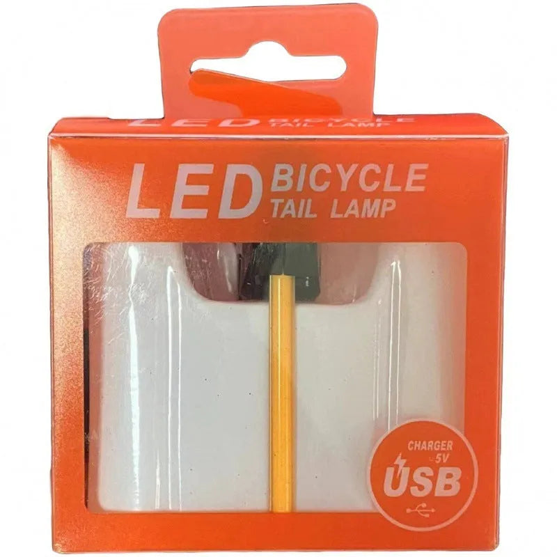USB rechargeable waterproof bicycle taillight in blue, pink, red, white or yellow colours