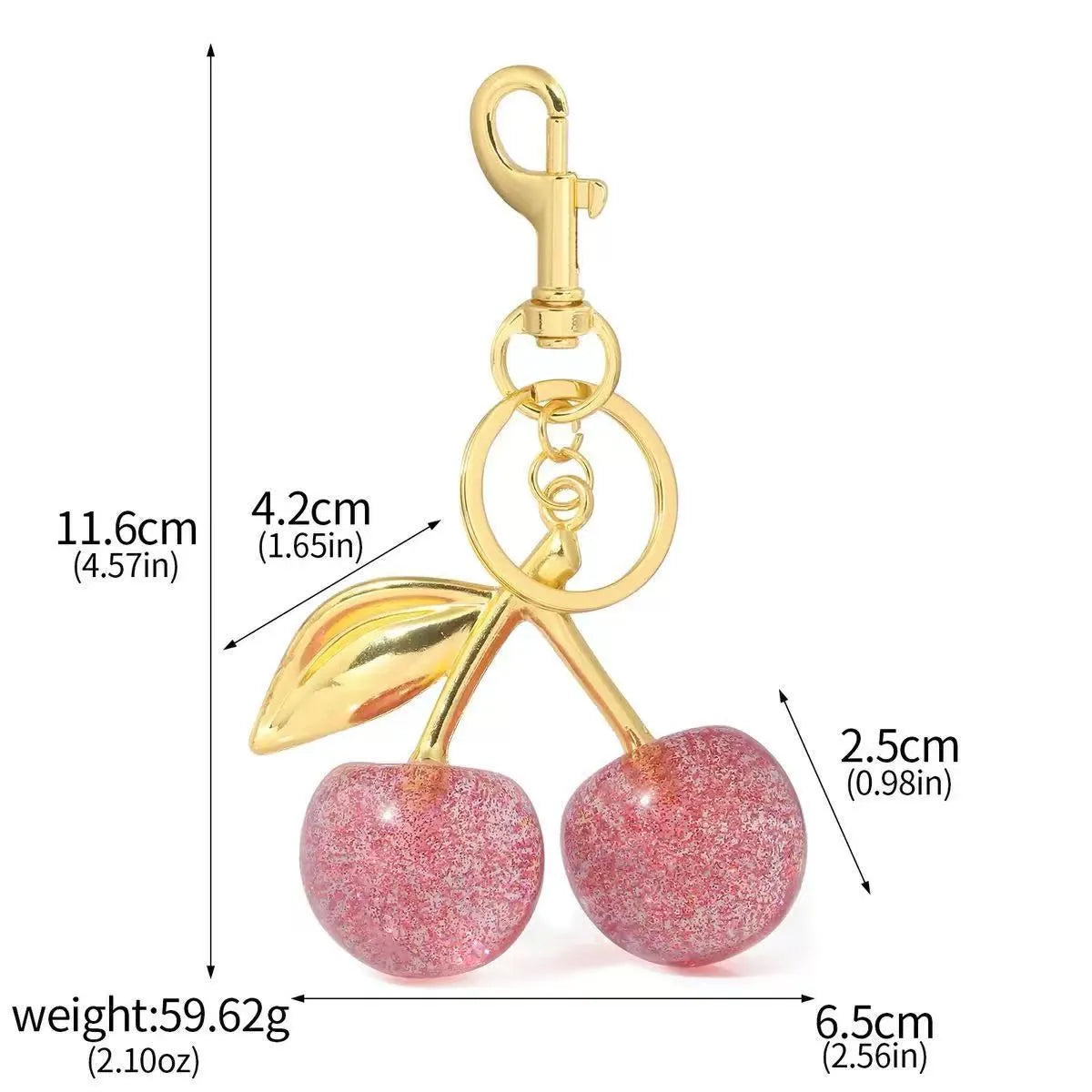 Zinc alloy three-dimensional cherry design key ring pendant for bags and keychains