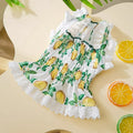 Rock Yellow Lemon thin breathable strap dog skirt for small to medium dogs on mannequin