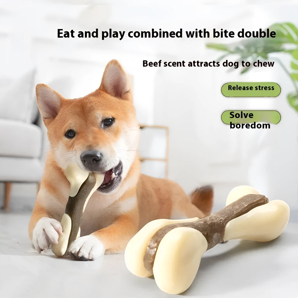 Cowhide nylon dog chew toy, a bone grinding rod for aggressive chewers.