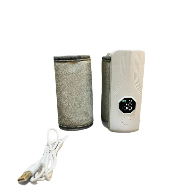 Grey and white car-powered electric milk warmer with ABS polypropylene construction for vehicle use