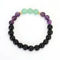 Handmade stone bead yoga necklace with geometric alloy lotus pendant and matching bracelet.