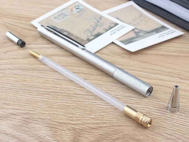 Metal automatic mechanical pencil with multi-diameter refill options for writing and drafting