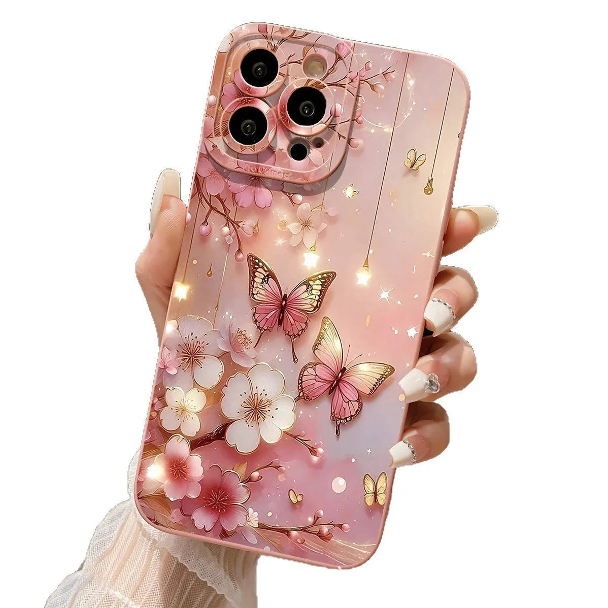 Butterfly TPU phone case in red, green, black, brown or pink for iPhone 7 to iPhone 16 Pro Max