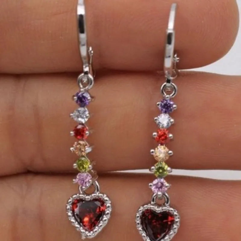 Gold and silver heart shaped alloy earrings for women with electroplated finish