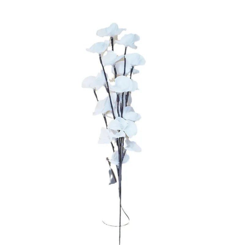 LED phalaenopsis orchid branch decorative light measuring 65cm with pink fabric flowers and warm white LEDs
