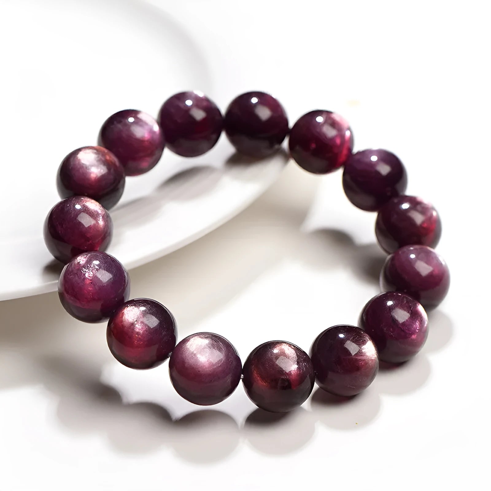 Natural purple lepidolite crystal bracelet with polished round beads in multiple size options
