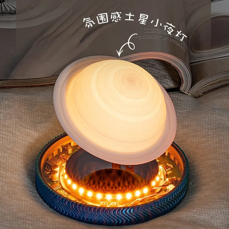 Small magnetic suspension moon night lamp with floating 3D printed celestial design