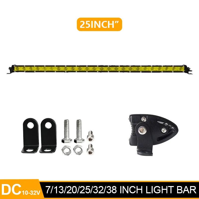 25 inch single row LED car light bar with aluminium alloy housing and mounting brackets
