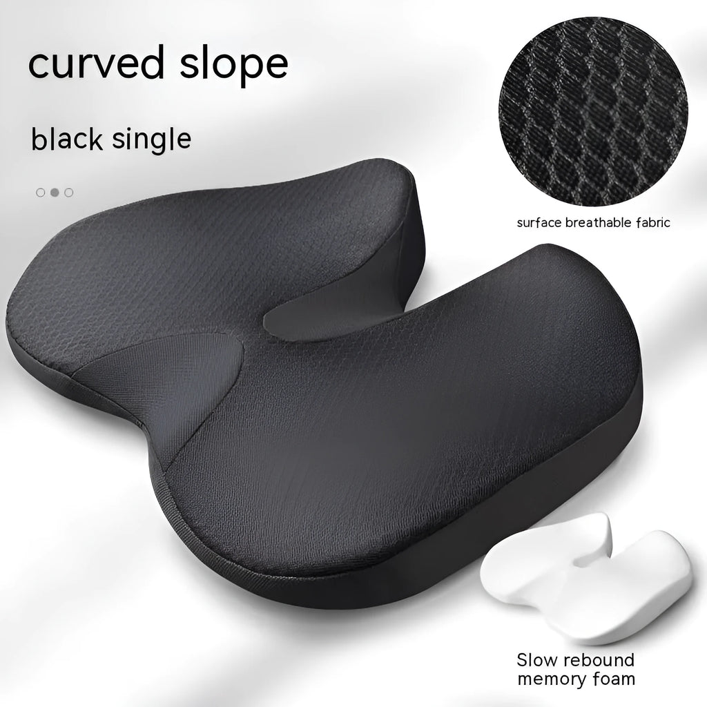 Curved bevel seat cushion in solid colour with memory foam for tailbone support