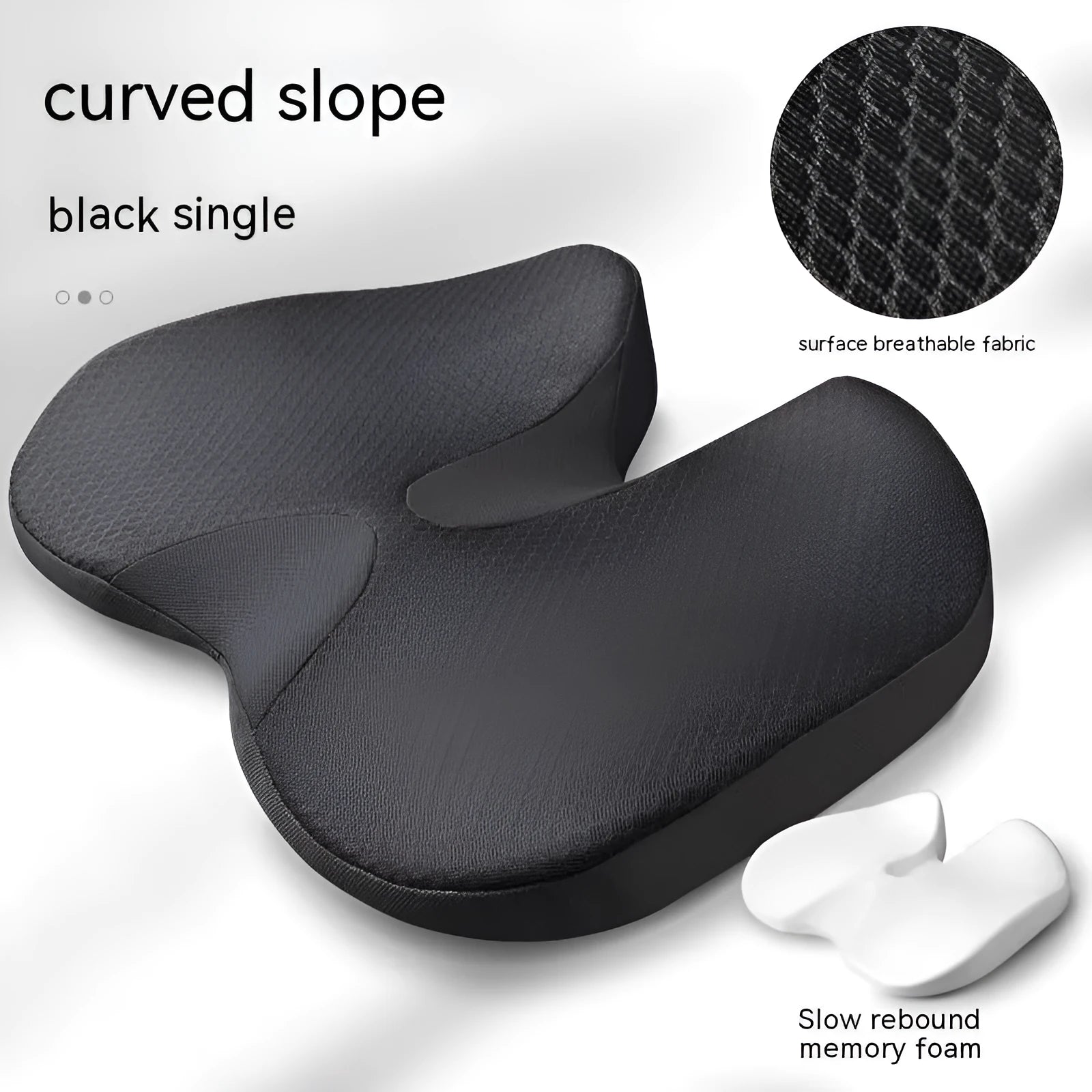 Curved bevel seat cushion in solid colour with memory foam for tailbone support