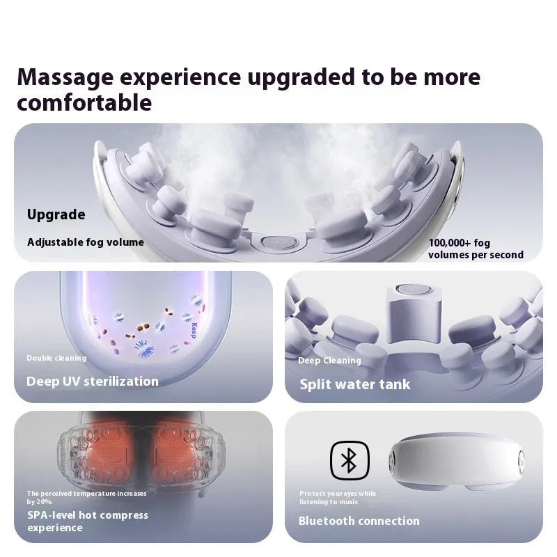 Purplish grey Steam Smart Eye Moisturising Instrument, a rechargeable Bluetooth hot compress massage device for eyes.
