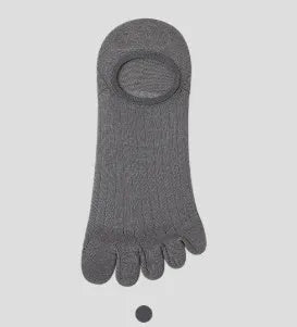 Modal cotton five-finger ultra-thin boat socks in solid colours on a white background.