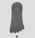 Modal cotton five-finger ultra-thin boat socks in solid colours on a white background.