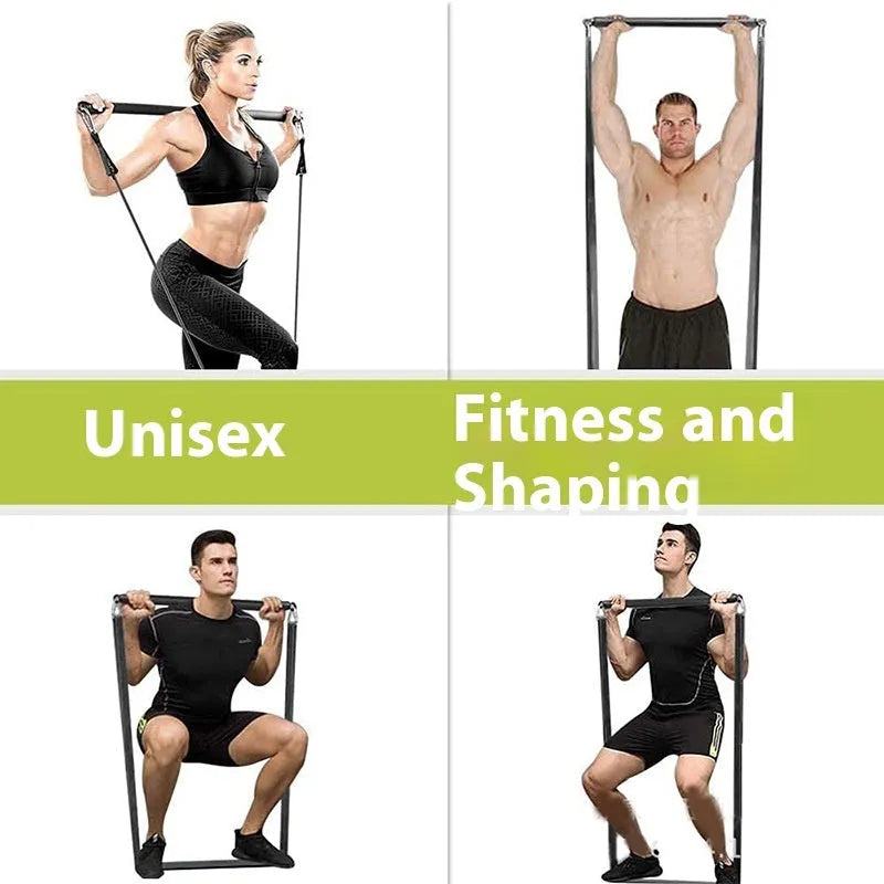 Two-segment push-and-pull fitness resistance rod with pulling rope mechanism for training exercises