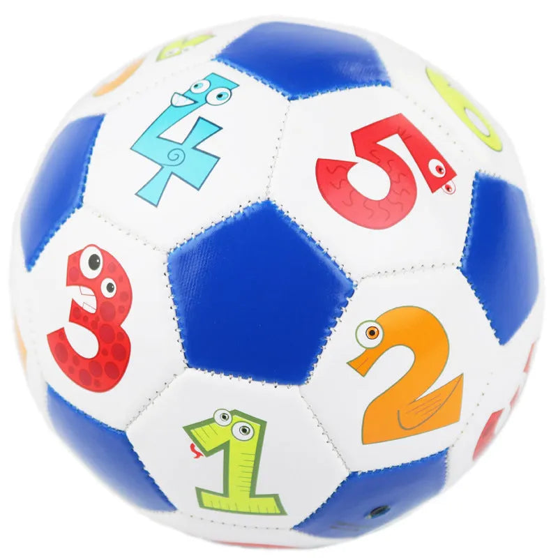 Size 2 children's football with soft leather cover, available in six colour and pattern options