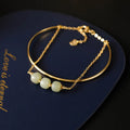 Women's jade lucky beads bracelet with gold inlay in single, double, or three beads options