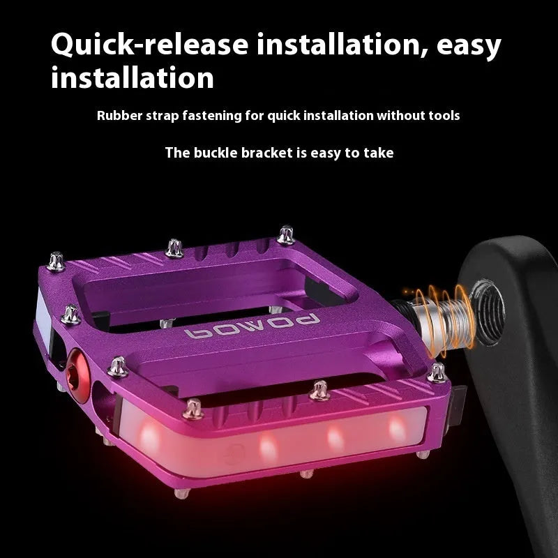 Aluminium alloy bicycle luminous pedals with 710LED illumination in five colour options