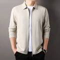 Men's polyester business casual jacket with straight hem in black, dark grey or apricot colours