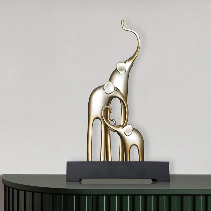 Hand-finished resin fortune elephant decorative figurine in gold, silver, or retro colour finishes.