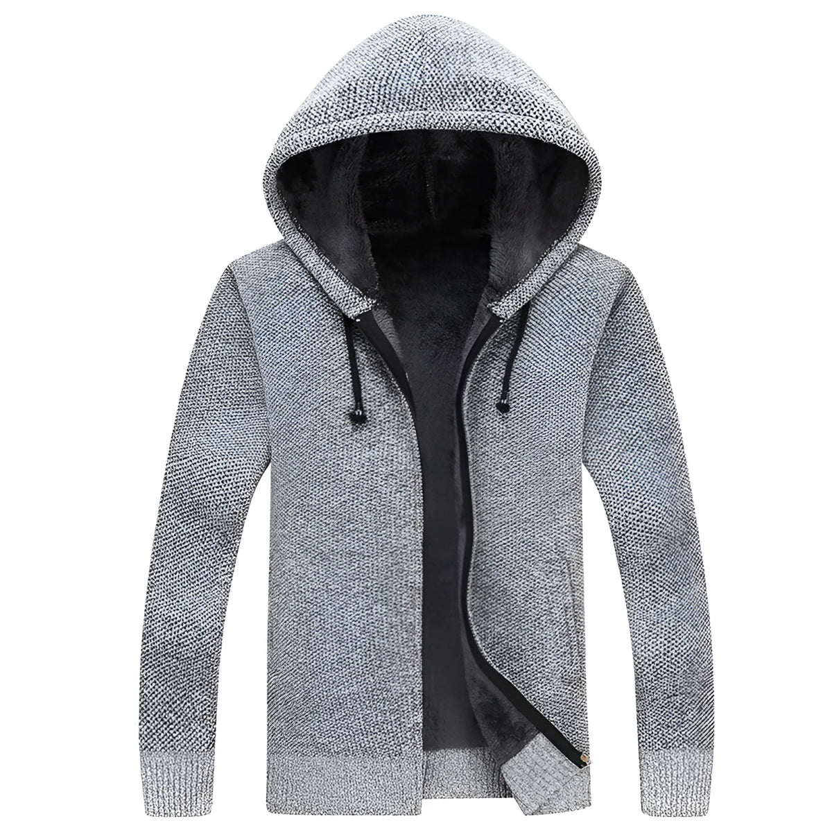 Hooded cardigan cotton blend faux fur thickening loose fit plus size M-3XL in burgundy blue dark grey light grey